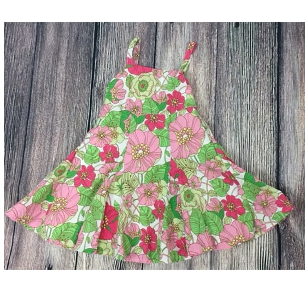 Toddler Girls Pink Green Floral Sundress 18-24 mo